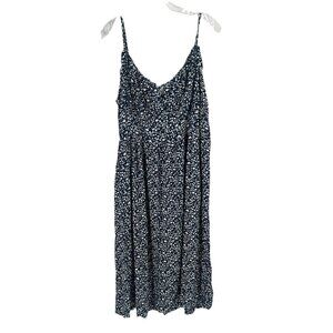 Old Navy Navy Blue Micro Floral Summer Dress Cotttagecore Sz XXL NWT